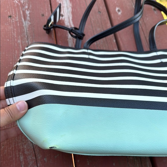 Kate Spade Black and Mint Striped Tote - Picture 6 of 12